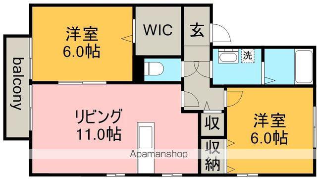 サンルガール小林(2LDK/2階)の間取り写真