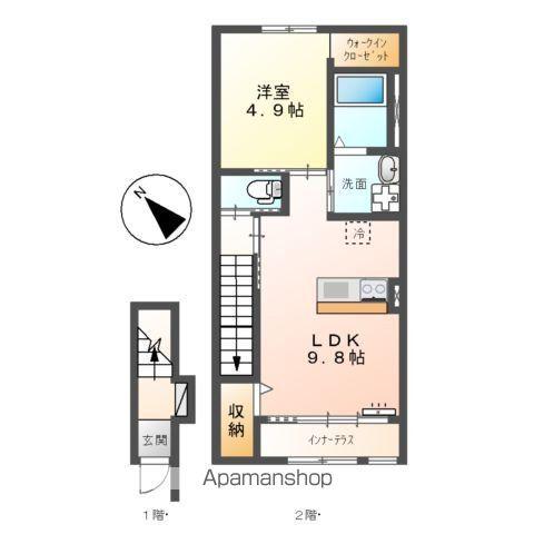 エンターレ妻鳥(1LDK/2階)の間取り写真