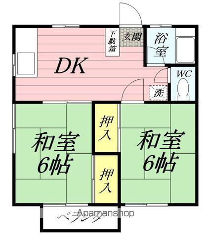 神場アパート(2DK/2階)の間取り写真