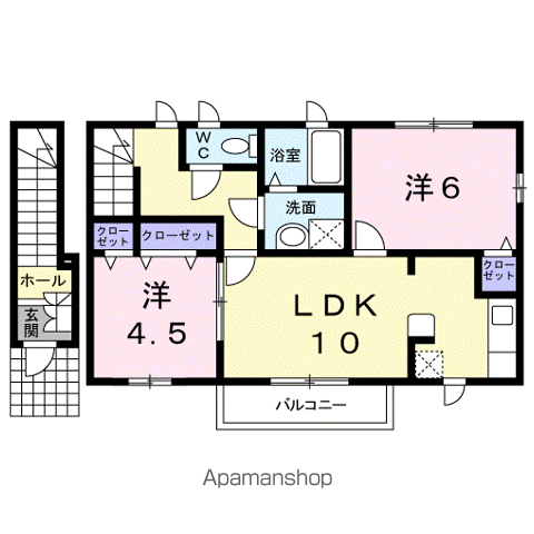中土井ロングハイツ(2LDK/2階)の間取り写真