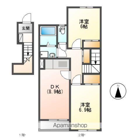 CASA 1(2DK/2階)の間取り写真