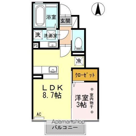 ららんヒルズ(1LDK/1階)の間取り写真