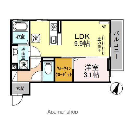 オリーブ Ⅱ(1LDK/3階)の間取り写真
