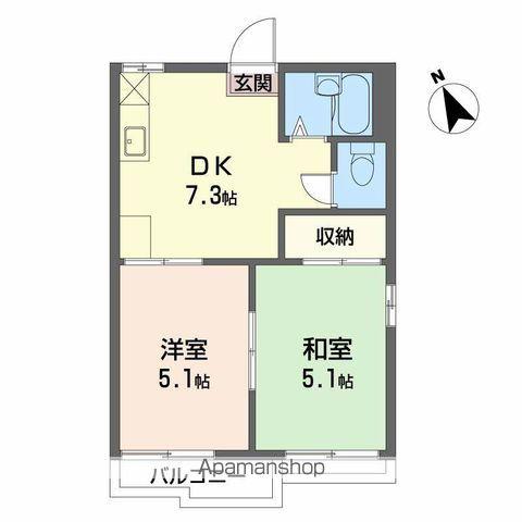 ハイネス田中2A(2DK/1階)の間取り写真