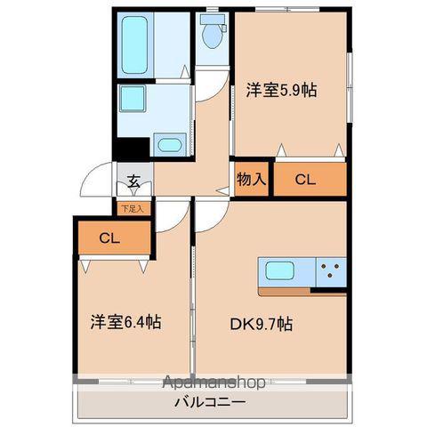 MAKENA(2DK/1階)の間取り写真