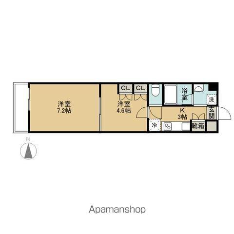 ウェルネス青葉(2K/4階)の間取り写真