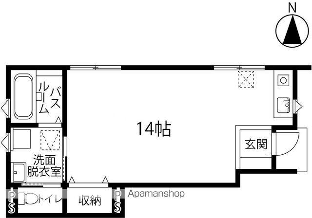 BRANZ野々市A棟C棟(ワンルーム/1階)の間取り写真