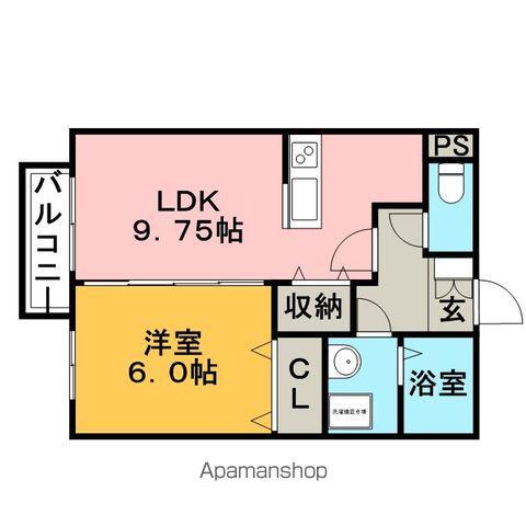 グロワール東合川(1LDK/2階)の間取り写真