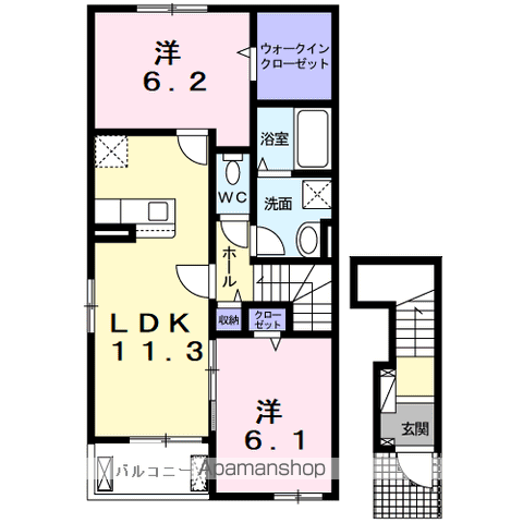 トゥインクル(2LDK/2階)の間取り写真