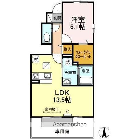 クレセール三谷(1LDK/1階)の間取り写真