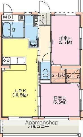 シャルテハイムⅤ(2LDK/2階)の間取り写真