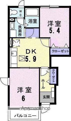 ベルディー千鳥(2DK/1階)の間取り写真