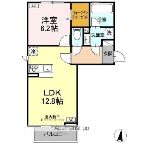 DーROOM新白河 II(1LDK/2階)の間取り写真