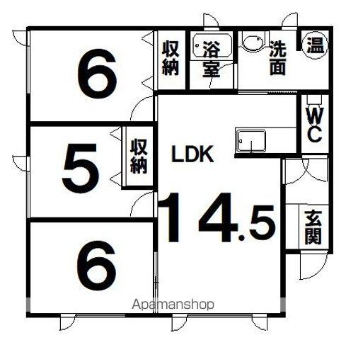 サンガーデン2(3LDK/2階)の間取り写真
