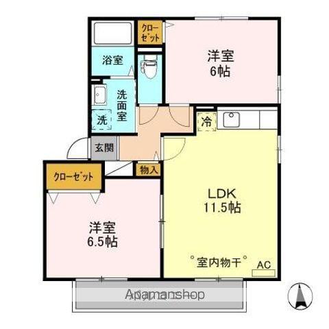 ブライト桐原A棟(2LDK/2階)の間取り写真