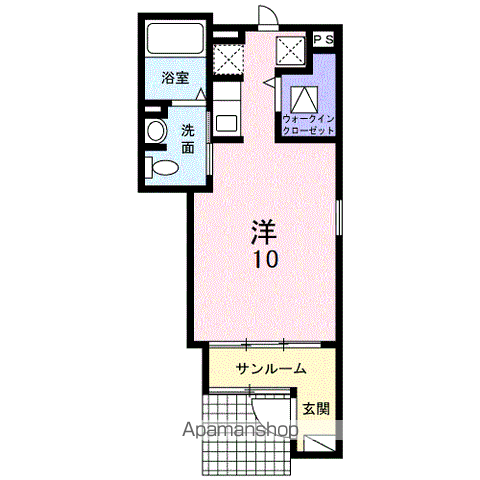 グラン ボナール(ワンルーム/1階)の間取り写真