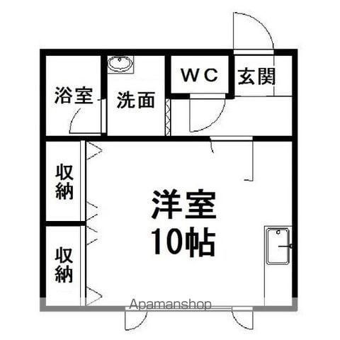三輪グリーンハイツ(ワンルーム/1階)の間取り写真