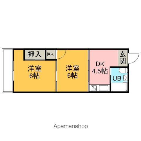 得松第二マンション(2DK/4階)の間取り写真