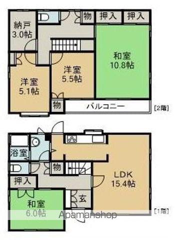 名古屋市東山線 本郷駅(愛知) 徒歩16分 2階建 築34年(4SLDK)の間取り写真