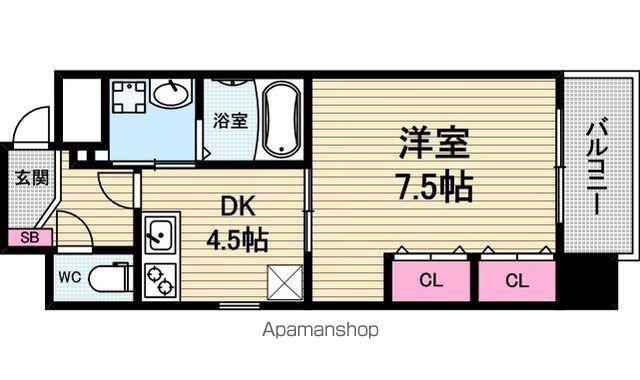 WILL DO 天満橋(1DK/8階)の間取り写真