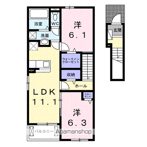 シャライム(2LDK/2階)の間取り写真