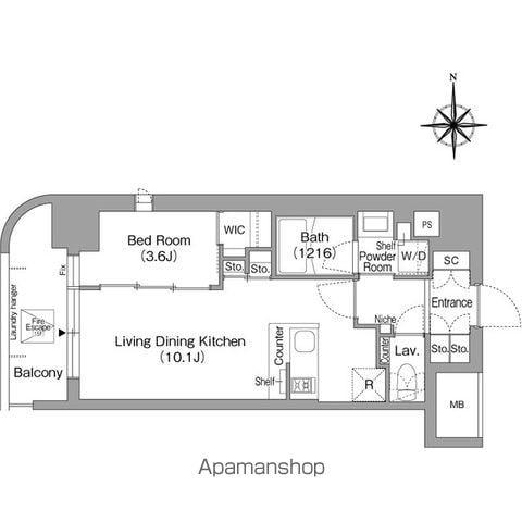 コンフォリア・リヴ北浜淡路町(1LDK/7階)の間取り写真