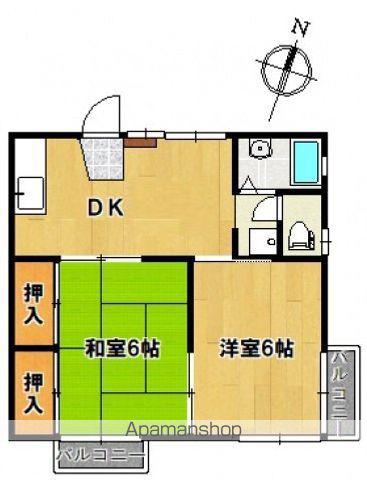 アーネスハイツ宝安(2DK/1階)の間取り写真