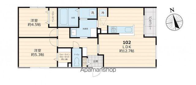 プルメリアオアシス(2LDK/1階)の間取り写真