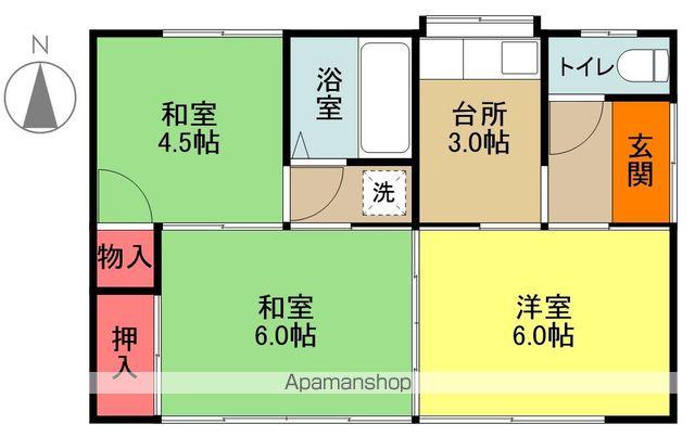 常磐線 いわき駅 バス乗車時間:18分 三島神社バス停で下車 徒歩4分 1階建 築55年(3K)の間取り写真