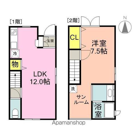 ツインスクエア(1LDK/1階)の間取り写真