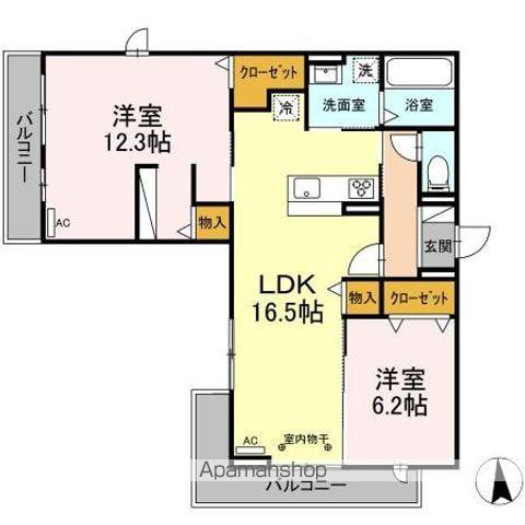 D-ROOM梅河町(2LDK/3階)の間取り写真