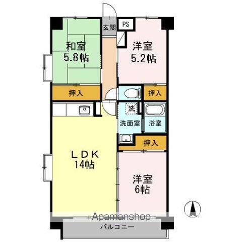 フォレストYS(3LDK/2階)の間取り写真