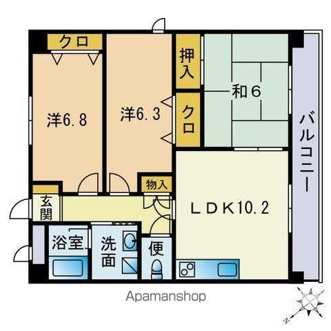 ASCHE HAKATA(3LDK/5階)の間取り写真