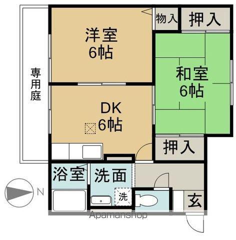 シャルム久米(2DK/1階)の間取り写真