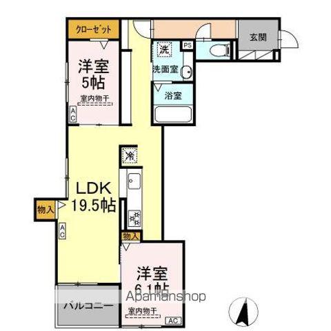 カサブランカ(2LDK/1階)の間取り写真