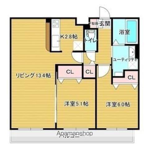 レジデンス北野ヒルズⅠ(2LDK/2階)の間取り写真