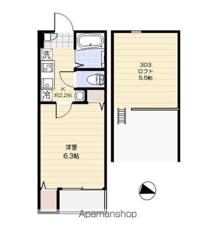 ノルデスタ小竹(1K/3階)の間取り写真