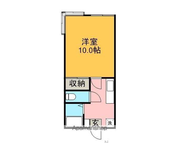 グリーンヒルズ谷(1K/1階)の間取り写真
