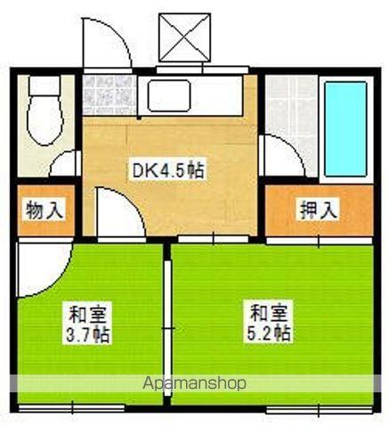 ユミカハイツ(2DK/2階)の間取り写真