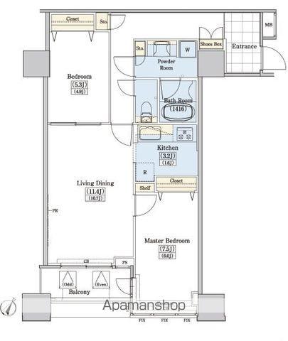 レジディアタワー上池袋(2LDK/7階)の間取り写真