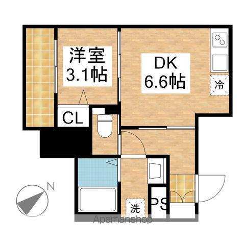 ディアレイシャス東別院Ⅱ(1DK/3階)の間取り写真