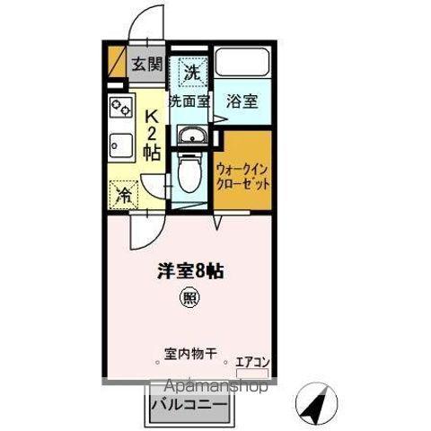 グランフェルト(1K/2階)の間取り写真