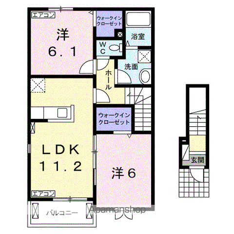 プリエールⅡ(2LDK/2階)の間取り写真