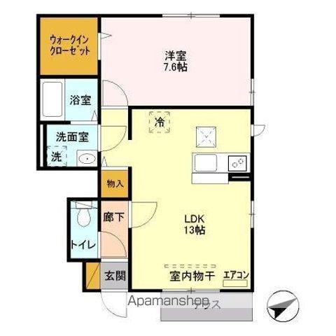 SAKURA HILLS C(1LDK/1階)の間取り写真