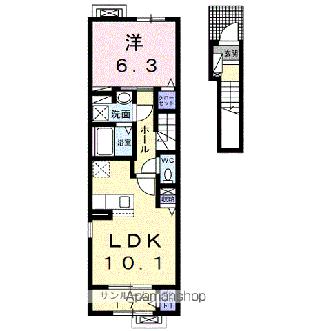 ウィッシュ・コート(1LDK/2階)の間取り写真