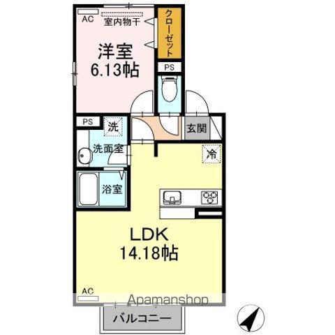 センチュリー中央町 B棟(1LDK/2階)の間取り写真