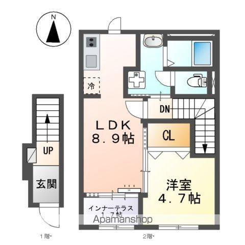 スターテラスⅡ南田町(1LDK/2階)の間取り写真