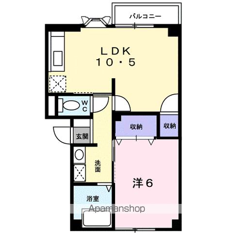 ファミール砂岡(1LDK/2階)の間取り写真