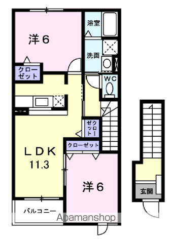 セレーノ・ヴィータB(2LDK/2階)の間取り写真