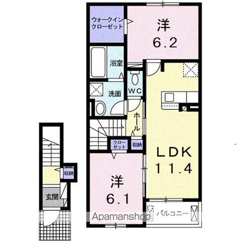 グランツリーベ Ⅱ(2LDK/2階)の間取り写真